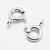 Anti-Tarnish Rhodium Plated 925 Sterling Silver Spring Ring Clasps STER-K167-076D-P-2