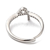 Rack Plating Brass Cubic Zirconia Arabic Letters Adjustable Rings for Women RJEW-S407-10P-04-3
