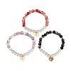 3Pcs 3 Colors 304 Stainless Steel Charm Bracelets BJEW-JB12049-3