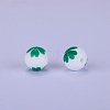 Printed Round with Clover Pattern Silicone Focal Beads SI-JX0056A-178-1