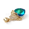 Real 18K Gold Plated Rack Plating Brass Micro Pave Clear Cubic Zirconia Pendants KK-C015-30G-15-2
