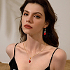 3 Sets 3 Colors Rhinestone Teardrop Dangle Earrings & Pendant Necklace SJEW-FI0001-27-6