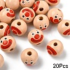 20Pcs Printed Wood European Beads WOOD-YW0001-55D-1