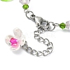 Glass & Resin & Acrylic Flower Charm Bracelet BJEW-JB09435-01-4