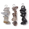 Gradient Color Natural Smoky Quartz & Natural Obsidian & Natural Labradorite Chip Beaded Pendants PALLOY-JF02791-07-1