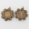 Vintage Flower Alloy Pendant Cabochon Settings PALLOY-N0088-71AB-NF-2