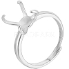 1Pc Adjustable Rhodium Plated Sterling Silver Finger Ring Components STER-BBC0006-95P-1