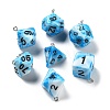 7 Styles Opaque Resin Polyhedral Dice Pendants Set RESI-A029-01M-1