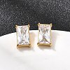 304 Stainless Steel Rhinestone Rectangle Stud Earrings EJEW-K268-51G-1