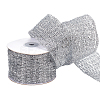 5 Yards Flat Christmas Glitter Metallic Wired Ribbon OCOR-WH0070-74B-1