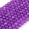 Blue Violet Crackle Glass Round Beads Strands for DIY Jewelry X-CCG-Q001-8mm-12-2