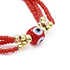 Adjustable Glass & Lampwork Evil Eye Braided Beaded Bracelet for Women BJEW-O187-10-3