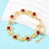 Bear Brass Micro Pave Cubic Zirconia Link Chain Bracelets for Women BJEW-K248-05G-06-2