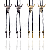4Pcs 2 Colros Retro Alloy Pendant Black PU Leather Lariat Bolo Tie Necklaces NJEW-ME0001-11A-1