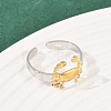 304 Stainless Steel Double Color Cuff Rings RJEW-S635-01GP-18-3