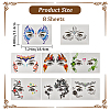 Gorgecraft 8 Sheets 8 Style Waterproof Self Adhesive Tattoo Stickers on Face AJEW-GF0007-33-2