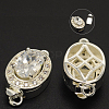 Eco-Friendly PVD Vacuum Plating & Long-Lasting Plated Brass Micro Pave Cubic Zirconia Box Clasps KK-M154-06-NR-2