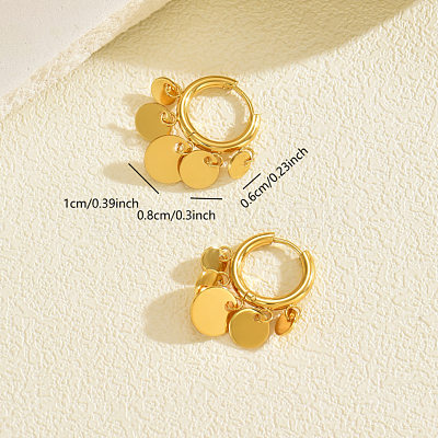 Stainless Steel Flat Round Chandelier Earrings JB5555-1