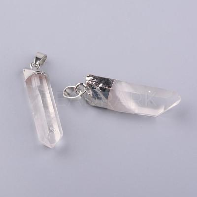 Electroplate Natural Quartz Pendants G-Q481-73P-1