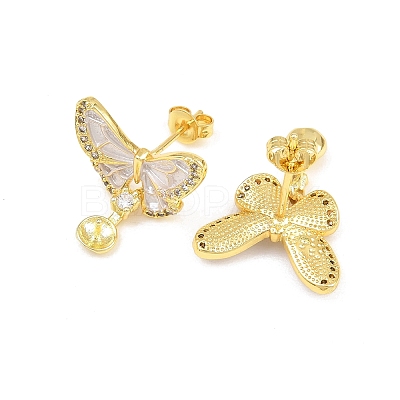 Brass Micro Pave Cubic Zirconia Stud Earring Findings CU-CBAA5EE-03G-B-1