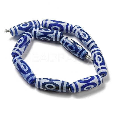Blue Tibetan Style dZi Beads Strands TDZI-NH0001-B14-01-1