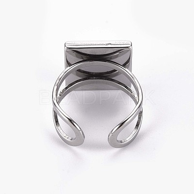 Non-Tarnish 201 Stainless Steel Cuff Pad Ring Settings X-STAS-S080-041B-P-1