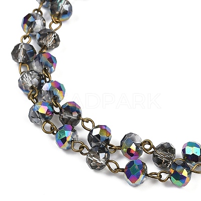 Handmade Electroplate Glass Faceted Rondelle Beads Chains for Necklaces Bracelets Making AJEW-JB00145-01-1