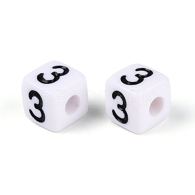 Opaque Acrylic European Large Hole Beads SACR-N020-01B-04-1