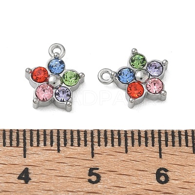 304 Stainless Steel with Rhinestone Pendants SA-CBA49D2-08P-01-1