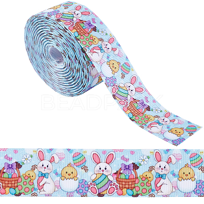 Easter Printed Polyester Grosgrain Ribbon OCOR-WH0077-79A-1