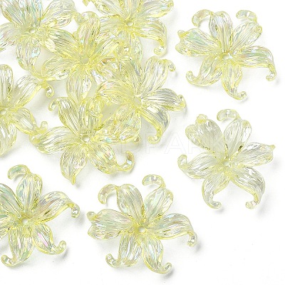 10Pcs UV Plating Iridescent Plastic Beads Caps FIND-YW0007-94A-1
