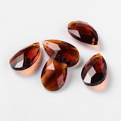 Faceted Teardrop Glass Pendants X-GLAA-O008-B12-1