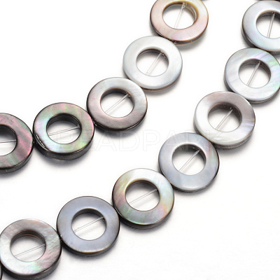 Natural Black Lip Shell Bead Frame Strands SHEL-R018-04-1
