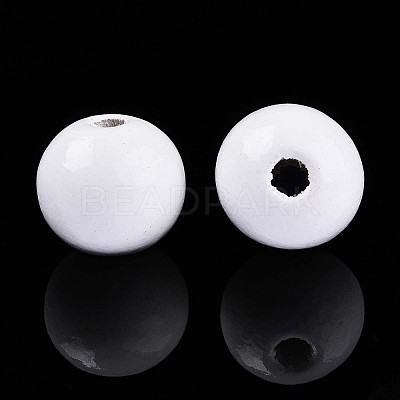 Spray Painted Round Natural Schima Wood Beads WOOD-A018-12mm-30-1