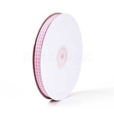 Single Face Plaid Polyester Satin Ribbon SRIB-T009-10G-1
