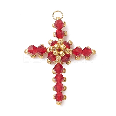 Glass Seed Beaded Pendants PALLOY-MZ01287-02-1