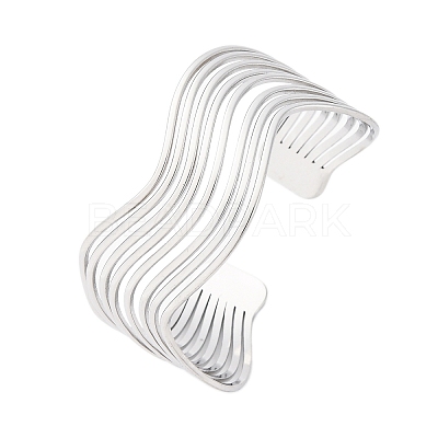 304 Stainless Steel Cuff Bangles for Women BJEW-D306-05P-1