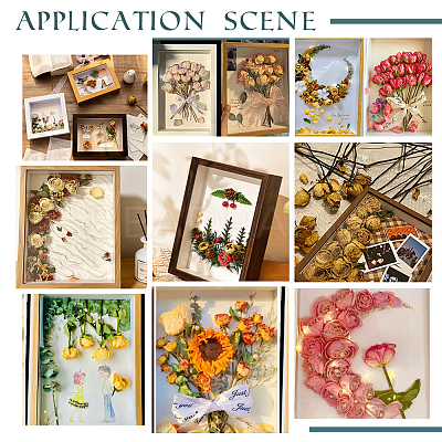 Wood with Paper Dried Flower Photo Frame AJEW-WH0314-109A-1