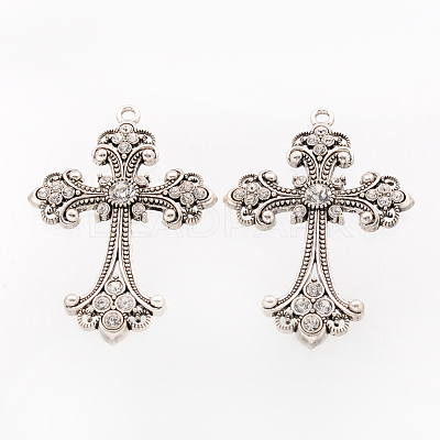 Alloy Rhinestone Cross Big Gothic Pendants ALRI-1475-RS-1