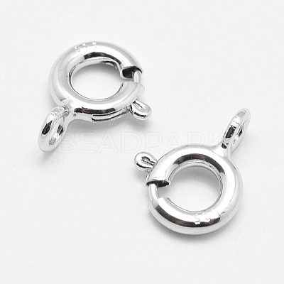 Anti-Tarnish Rhodium Plated 925 Sterling Silver Spring Ring Clasps STER-K167-076D-P-1