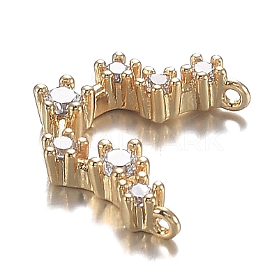 Brass Micro Clear Cubic Zirconia Charms ZIRC-F120-019G-12-1
