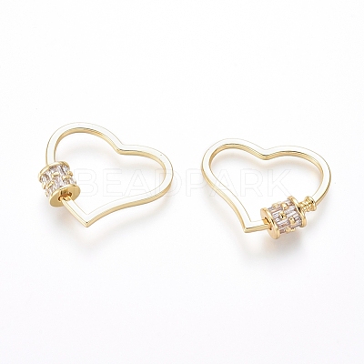 Brass Micro Pave Cubic Zirconia Screw Carabiner Lock Charms ZIRC-I031-06G-1