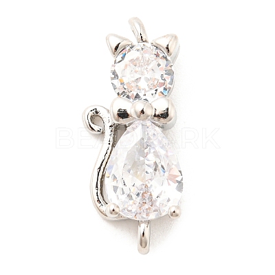 Brass Micro Pave Cubic Zirconia Kitten Links Connectors ZIRC-G157-50P-1