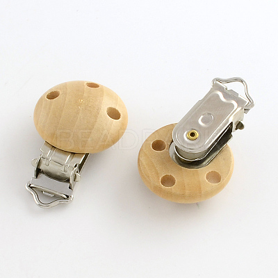 Wooden Pacifier Holder Clip with Iron Clasp WOOD-R241-39-1