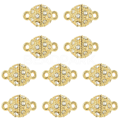 10 Bags Alloy Rhinestone Magnetic Clasps RB-FS0001-08G-1