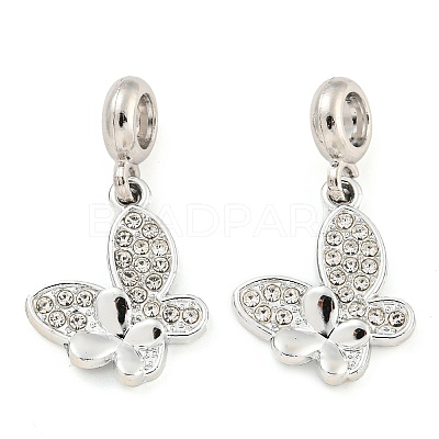 Rack Plating Alloy Pave Crystal Rhinestone Insect European Dangle Charms FIND-B034-14P-01-1