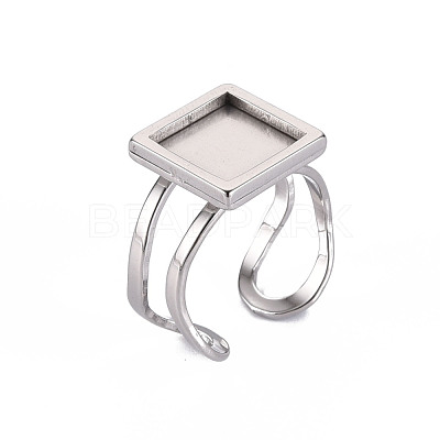 Non-Tarnish 201 Stainless Steel Cuff Pad Ring Settings X-STAS-S080-041A-P-1
