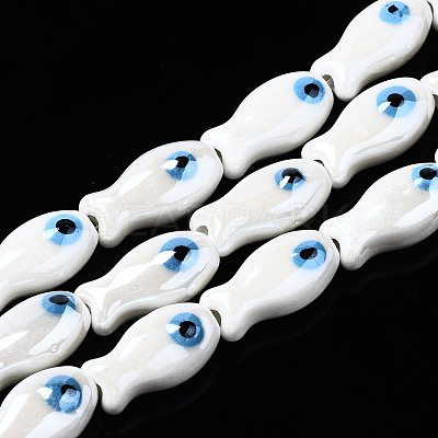 Handmade Porcelain Ceramic Beads Strands PORC-T006-03N-1