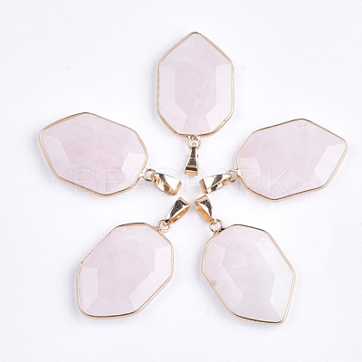 Natural Rose Quartz Pendants G-S344-12D-1