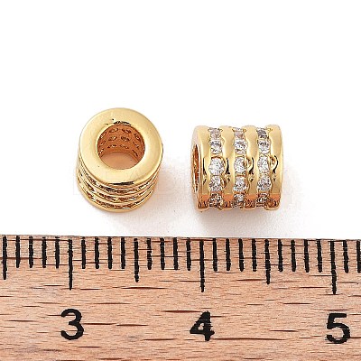 Column Brass Micro Pave Clear Cubic Zirconia Beads KK-S394-05B-1